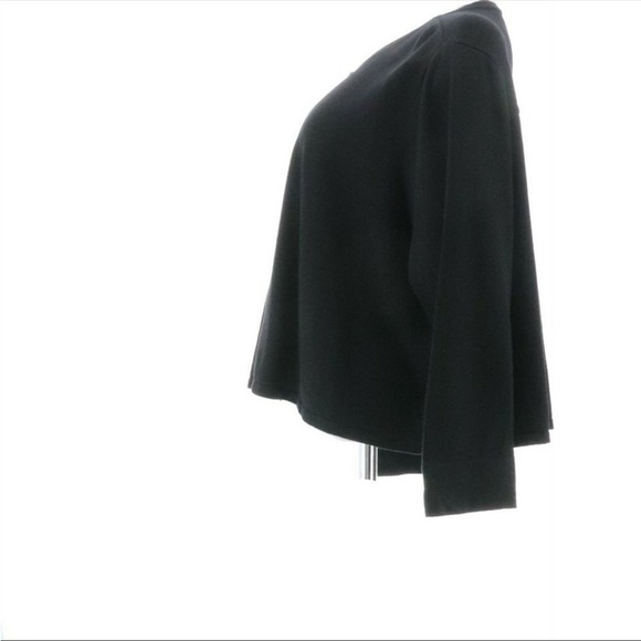 NWT Isaac Mizrahi Cropped One-Button Cardigan Black S Cotton Rayon Crop Sweater - Picture 3 of 3